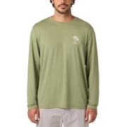 HANG TEN Men's Long Sleeve Sun Tee US, Alpha, X-Large, Regular, Regular, Green/White Palms