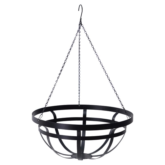 Mainstays 16" x 7" Round Black Metal Hanging Plant Basket with Coconut Fiber Liner