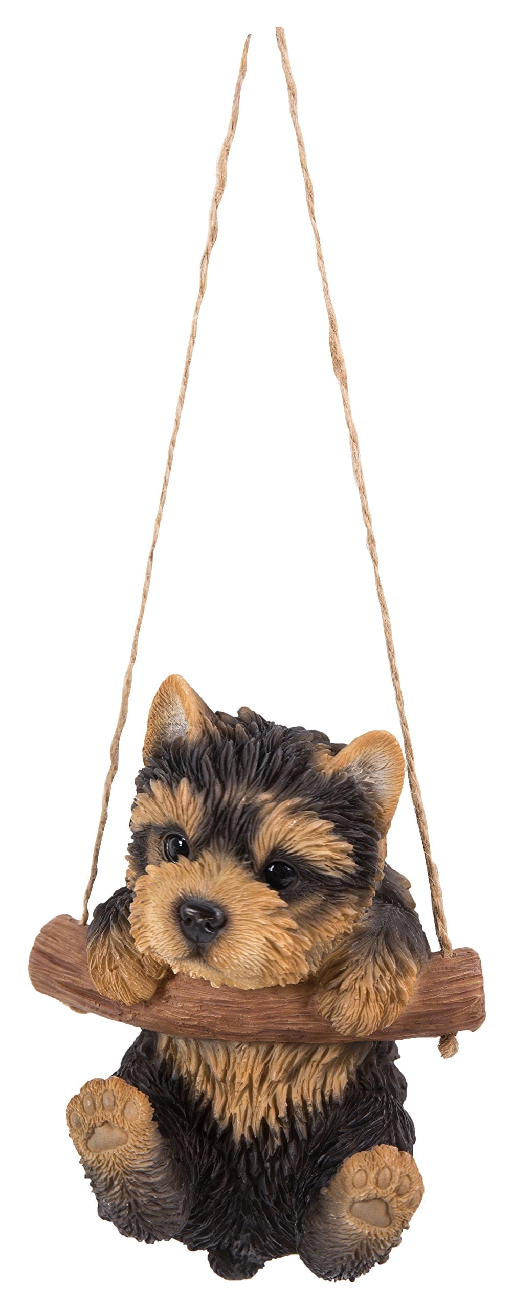 Adorable Hanging Black and Brown Yorkshire Terrier Puppy Statue