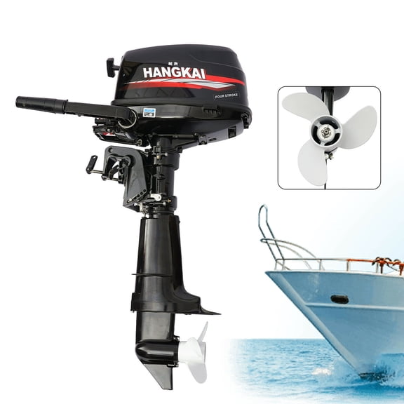HANGKAI 6.5 HP 4 Stroke Boat Motor Outboard Motor Marine Fishing Boat Engine Water Cooling Tiller Control 123CC