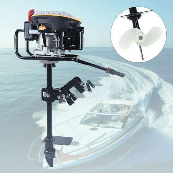 9HP 4 Stroke Outboard Motor Boat Engine Air Cooling+TCI System 225CC Black for Plastic Boats