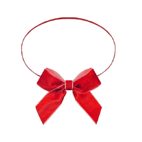 HANHANRONVelvet Christmas Bows For Wrapping Loops With Pre Tied Bows Elastic Bows Crafts For Christmas Boxes Wrapping Xmas Tree DecorWatermelon RedOne SizePlastic3.2