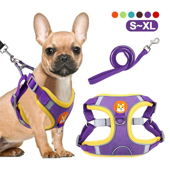 HANI Dog Harness- No Pull Step-in Small Dog Harness with Quick Release Buckle - Dog Harness for Small Dogs or Medium Dog Harness for Indoor and Outdoor Use,Reflective Easy Control,Purple,L