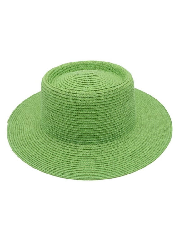 Vacation Flat Top Boater Sun Hat Green One Size