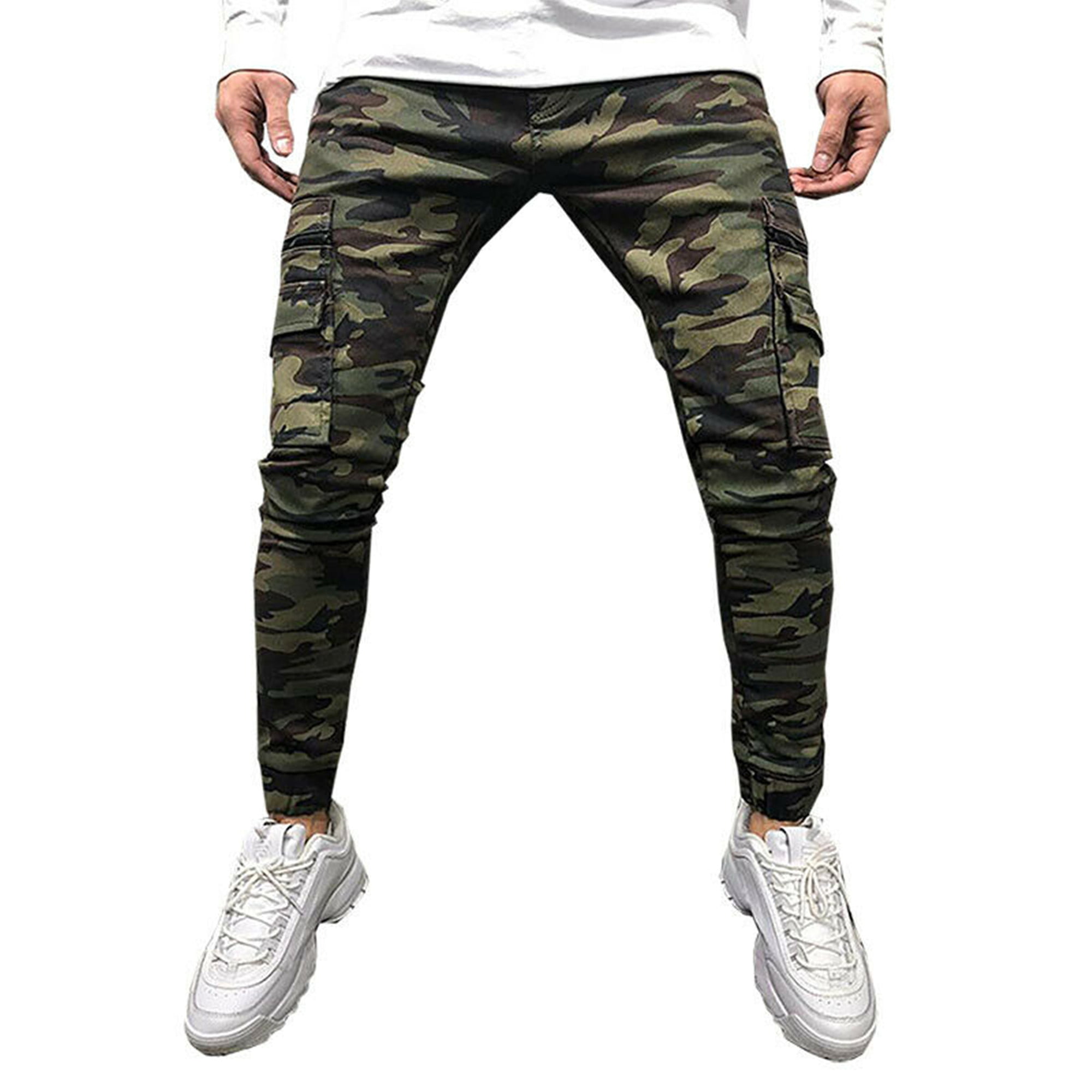 HANMEN Men's Camo Tactical Combat Jeans Army Military Work Denim Pants Slim Fit Skinny Casual Trousers Multi-Pockets Bottoms&nbsp;Army Green&nbsp;28 - Walmart.com
