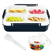 HANMFEI Bento Lunch Box,4 Compartments Lunch Box for Kids with Leakproof Sauce Vontainers 1500ml Navy Blue
