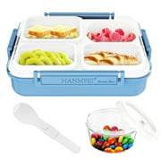 HANMFEI Bento Lunch Box,4 Compartments Lunch Box for Kids with Leakproof Sauce Vontainers1500ml Blue