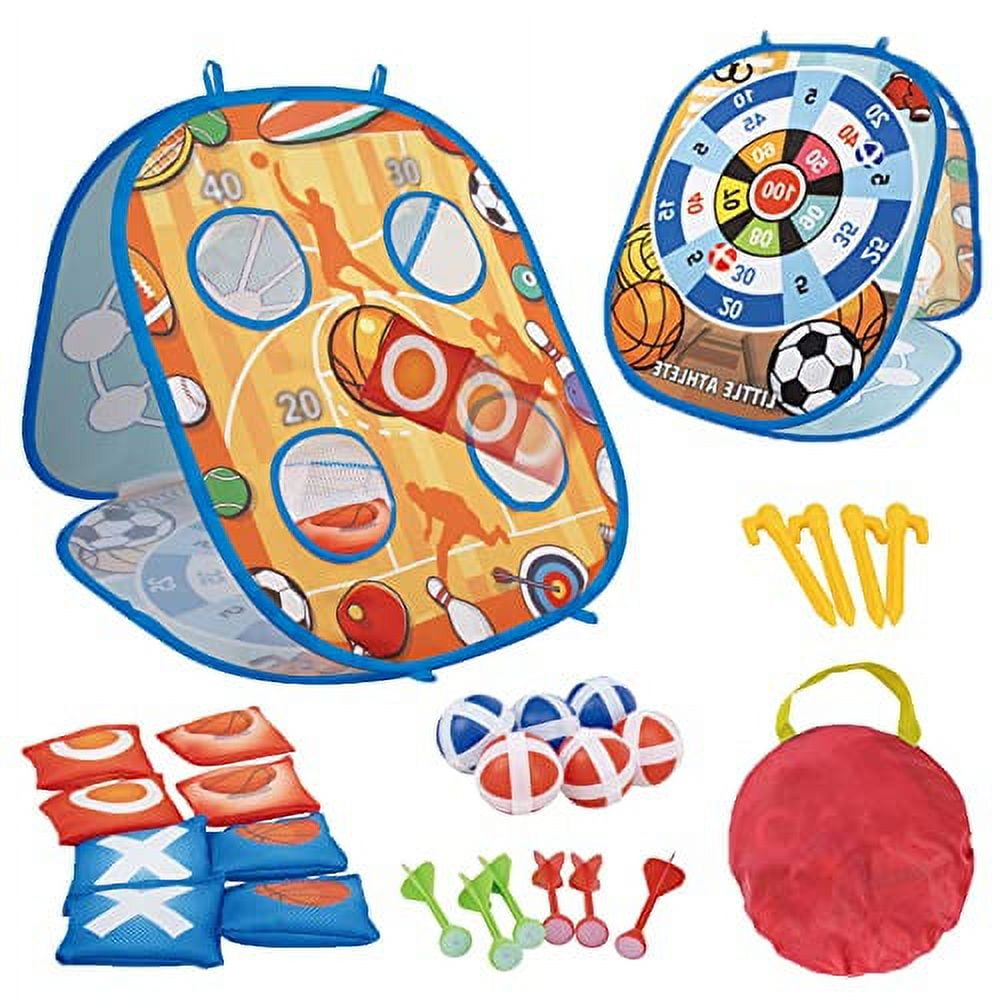 HANMUN ABS Toss Game Kit for Kids, Cornhole Board, Sandbag Throwing