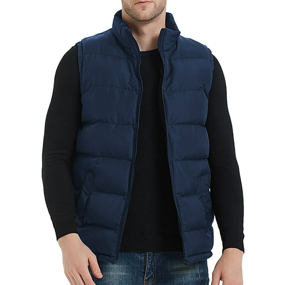 HANMUN Men's Puffer Vest Stand Collar Quilted Sleeveless Jacket Outerwear for Casual Work Travel Outdoor