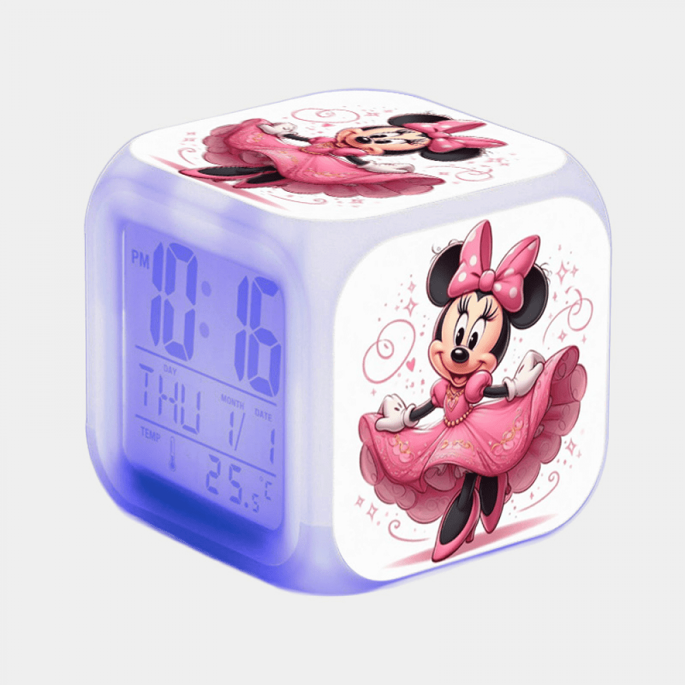 HANNTAOO Digital Alarm Clock for Kids, Mickey_Mouse Pattern 7 LED Color Changing Wake Up Clock with Thermometer Function and Night Light, Gift for Boys Girls A93-015 HTNL#015