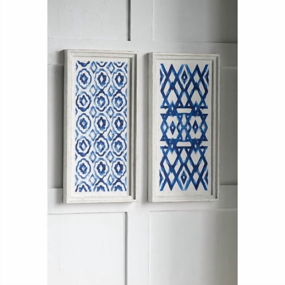 Set of 2 Blue and White Hanging Sculptures, Modern Wall Art Decor, 12.5" x 24.5"