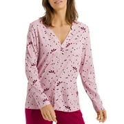 HANRO Womens Sleep & Lounge Button Front Knit Shirt,Blithe Petals Print,X-Small