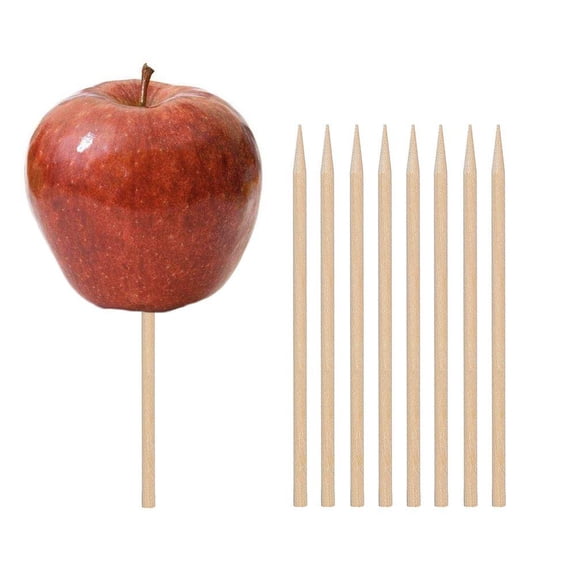 HANSGO Wooden Candy Apple Skewer Sticks, 6mm 5.25inch Birch Bamboo BBQ Caramel Apple Sticks Cotton Candy Stick Rock Candy Stick Skewer Semi Pointed Lollipop Sticks Barbecue Corn Dog
