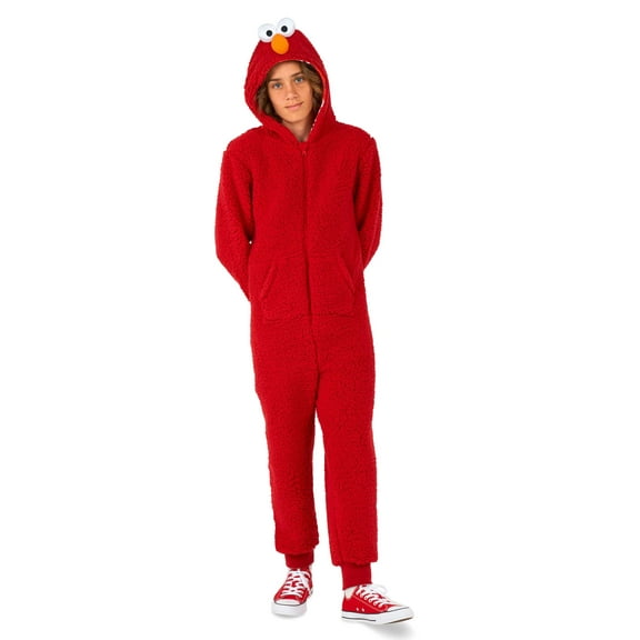Morris Costumes OSKO1000M Sesame Street Elmo Hooded one piece Costume for Kids - Medium - Size 6-8
