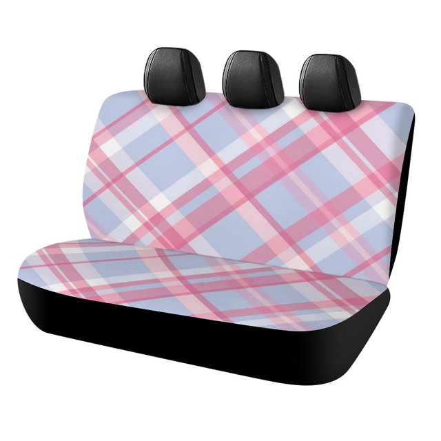 HANSHB Sophisticated Pink Plaid 371 Back Bench Seat Cover with Elastic