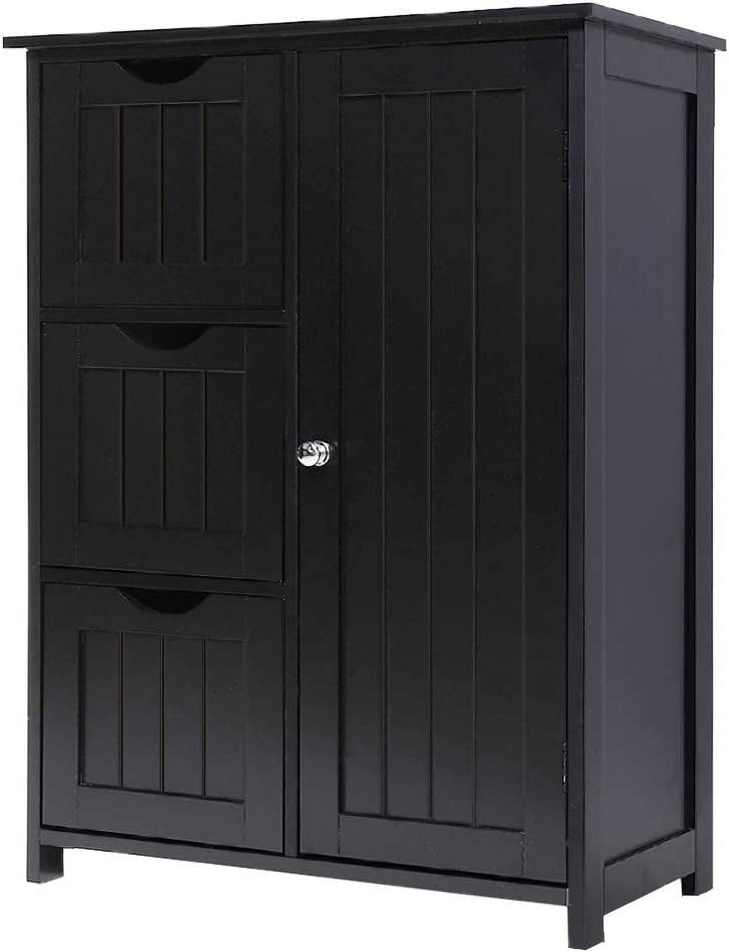 HANTU Bathroom Floor Storage with 1 Door & 3 Drawers