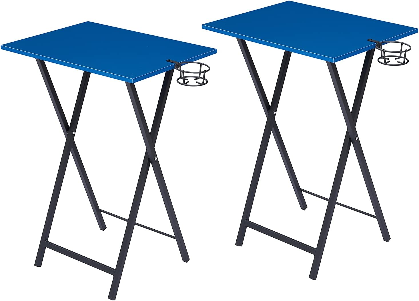 HANTU Folding TV Trays Set of 2, Snack Eating Tables with Cup Holder