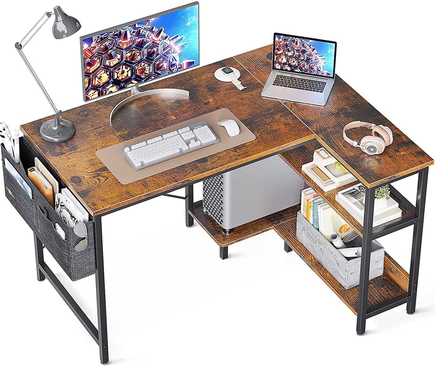 HANTU Small L Shaped Computer Desk, 40 Inch Corner Desk with Reversible