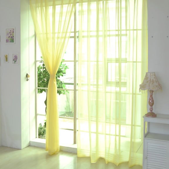 HANXIULIN 1 PCS Pure Color Tulle Door Window Curtain Drape Panel Sheer Scarf Valances Home Decor