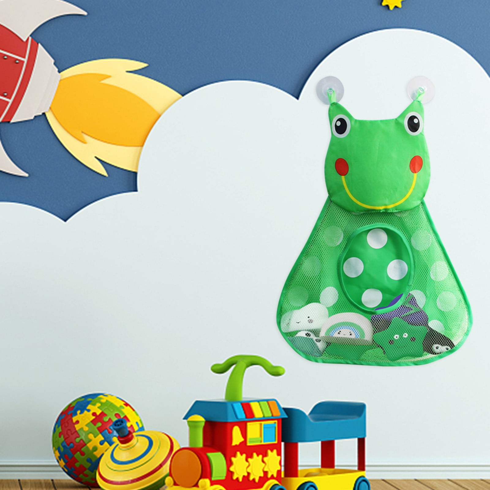 HANXIULIN 1 Pack Hanging Strong Suction Cup Mesh Toy Organizer Bathtub Bathroom Toy Organizer