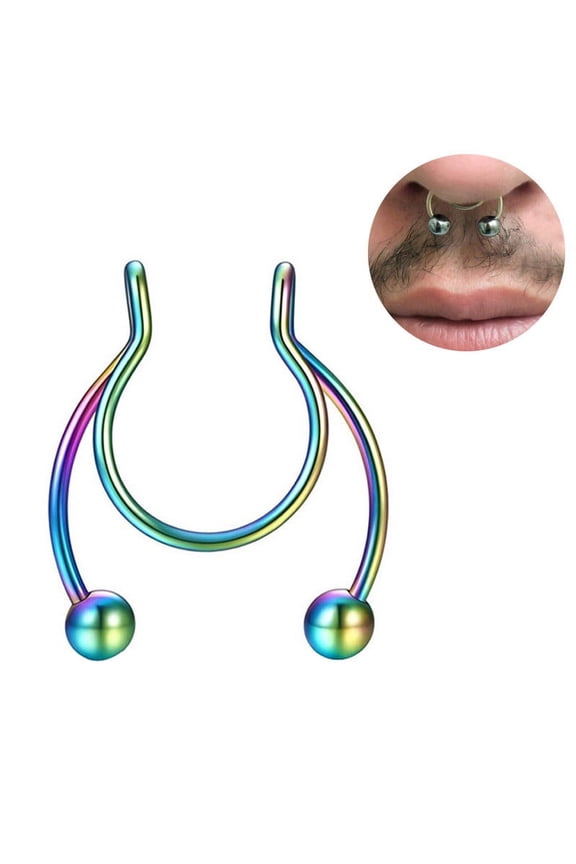 1 Pcs Nose Rings Hoop 18 Gauge Non Piercing Stainless Steel Clip On Septum Clicker Nose Hoop Ring Piercings Jewelry For Women Men