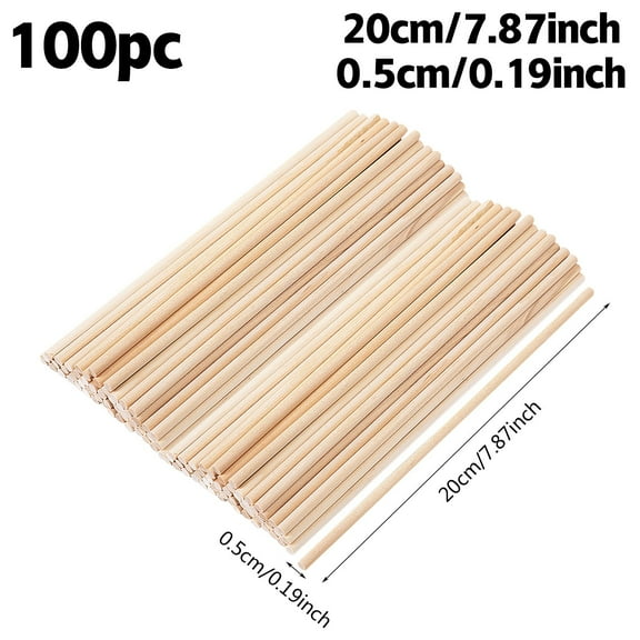 HANXIULIN 100PCPieces 20Cm/7.87Inch Wooden Dowel Rod- Round Craft Sticks,Wood Sticks for Crafting,Unfinished Natural Hardwood Sticks,Wooden Craft Sticks,Art Sticks for Crafts and DIYers Home Supplies