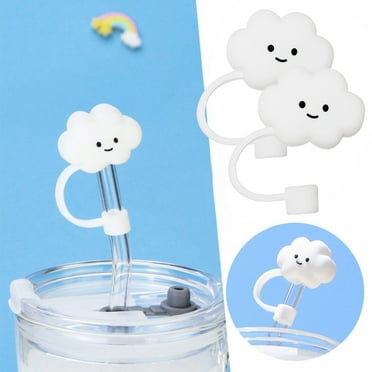 HANXIULIN 2Pc Cloud Straw Tip Covers Dust Proof Straw Cap Toppers Reusable Silicone Soft Protector Cover for 0.4 Inch/10Mm Home Kitchen Supplies