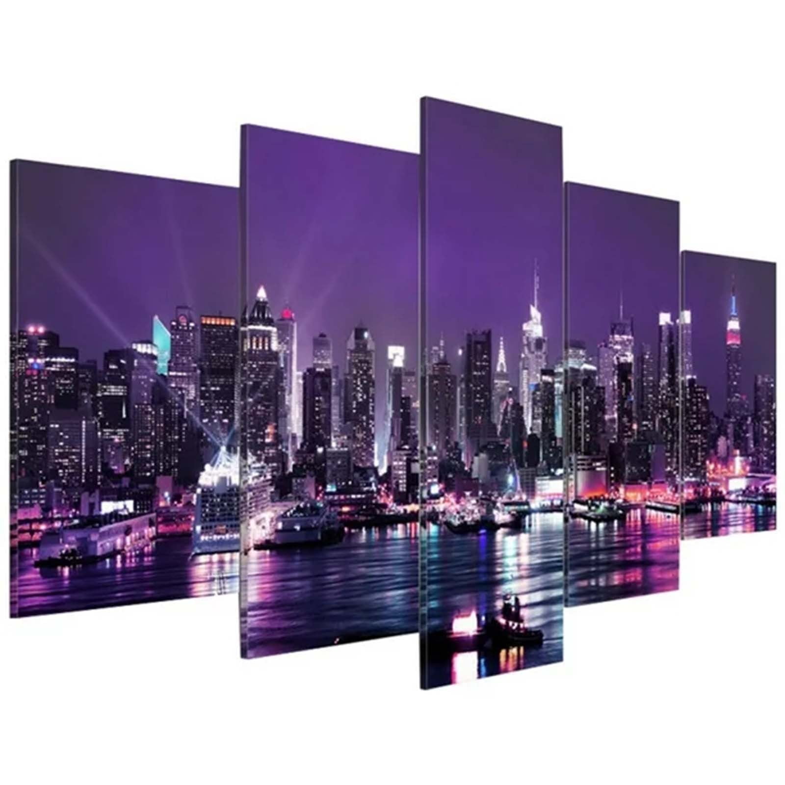 HANXIULIN 5 Pcs Canvas Wall Art Decor Picture Simple Fashion Decorative Painting Wall Painting New York Picture Wall Decor for Living Room Bedroom Home Office Decoration Home Decor