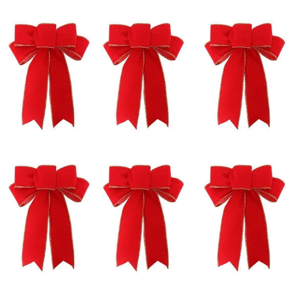 HANXIULIN 6 Pack Red Wreath Bows for Christmas Outdoor Decorations Striped Ribbons for Crafts Xmas Holiday Gifts Present Wrapping Home Decor Home Accessories