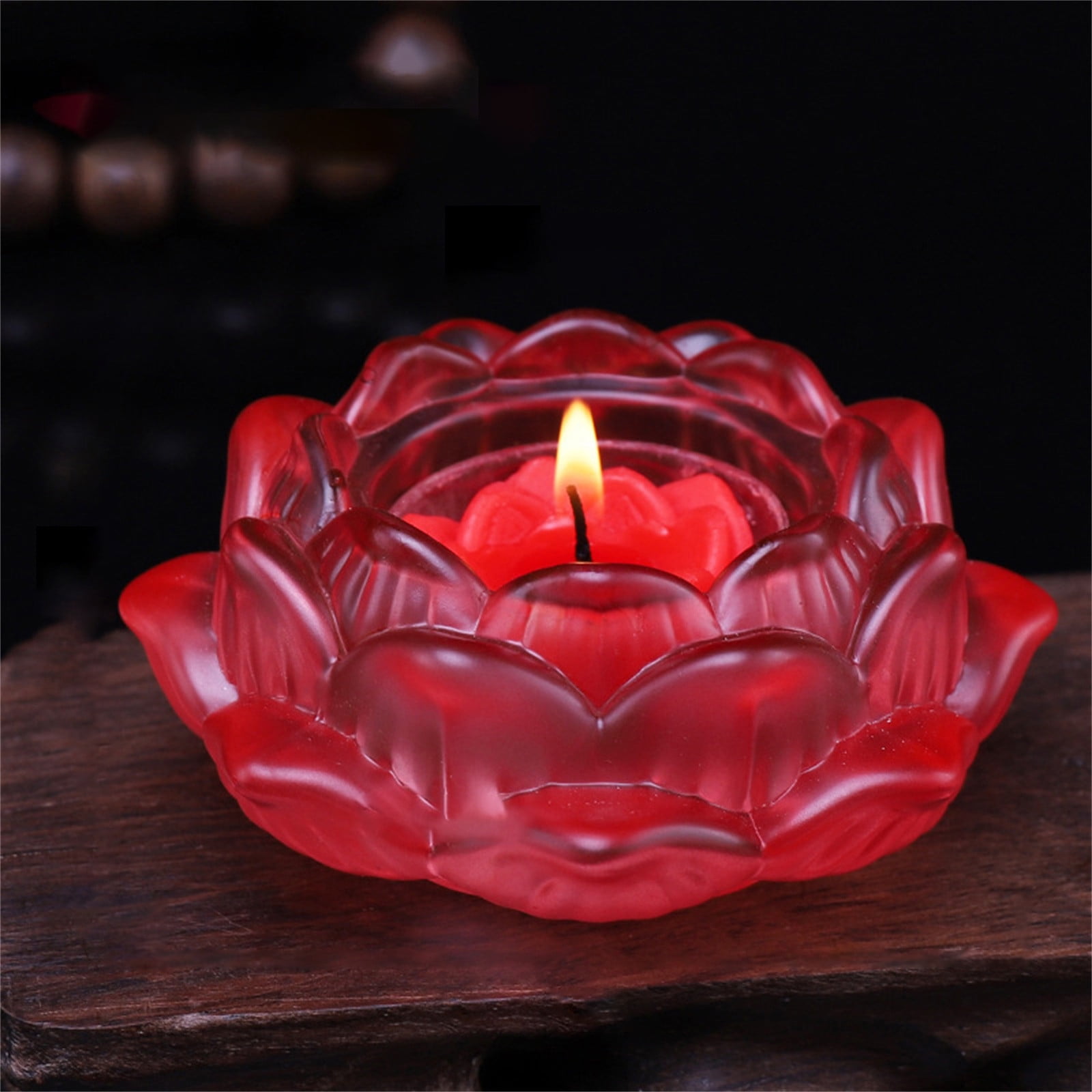 HANXIULIN 7 Colors Crystal Glass Lotus Flower Candle Tea Light Holder ...