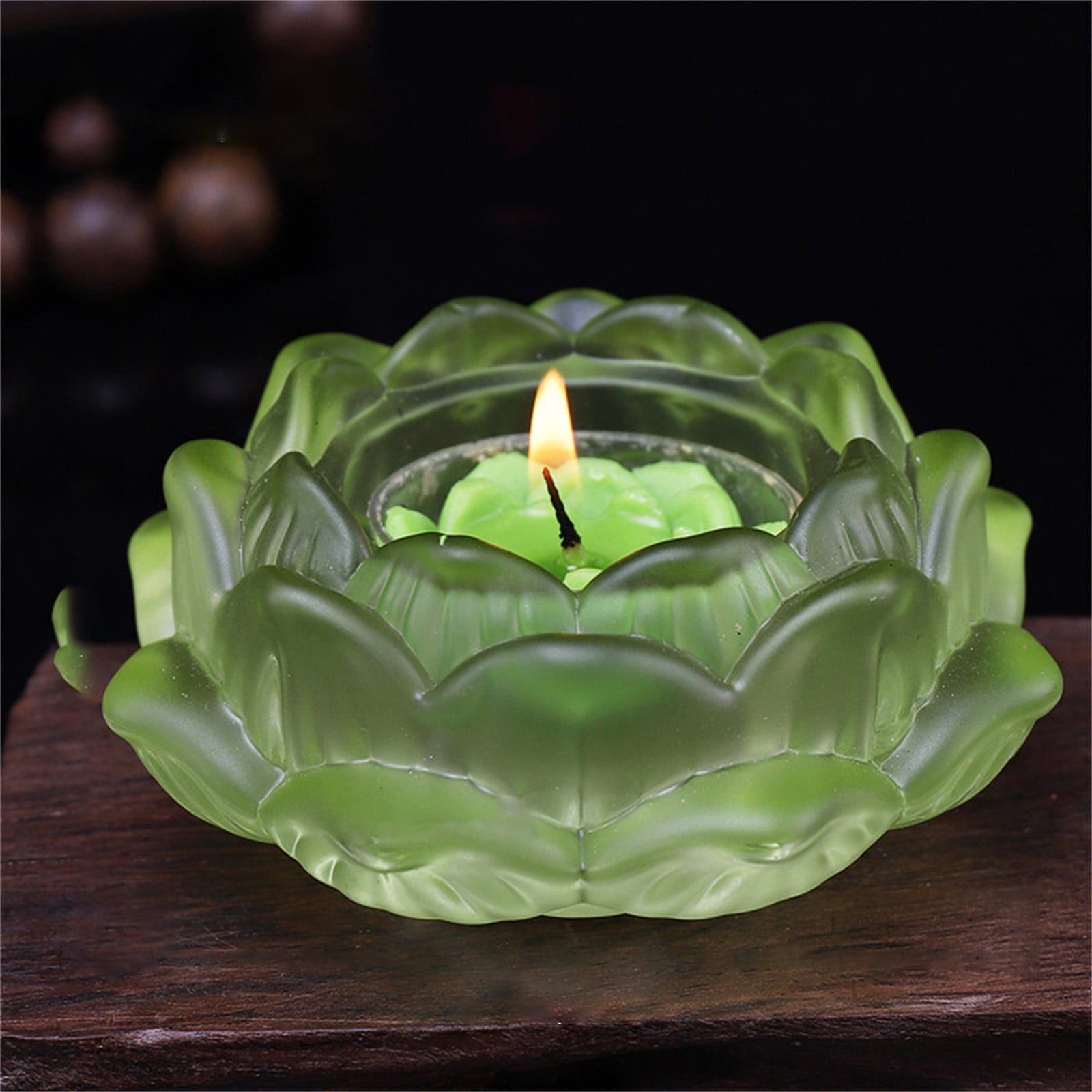 HANXIULIN 7 Colors Crystal Glass Lotus Flower Candle Tea Light Holder ...
