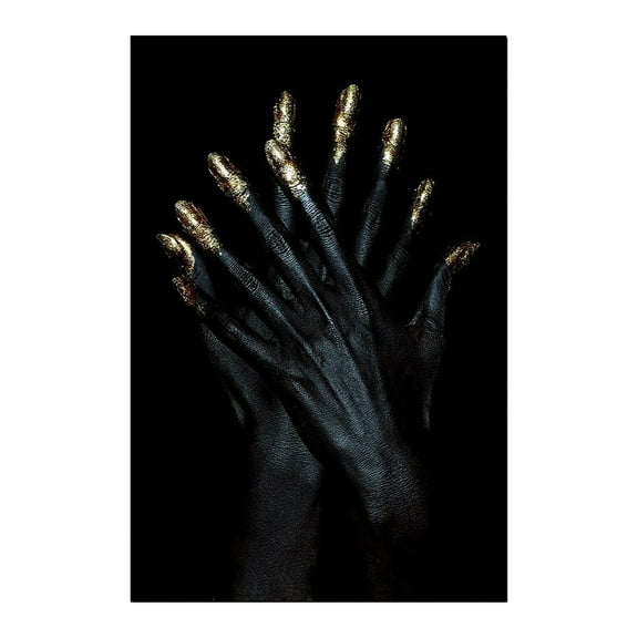 HANXIULIN African Art Canvas Wall Art, 12x16 Inch Black and Gold Abstract Beauty Women Portrait Picture Prints Wall Decor, Modern Art Deco for Living Room Bedroom Home Decor