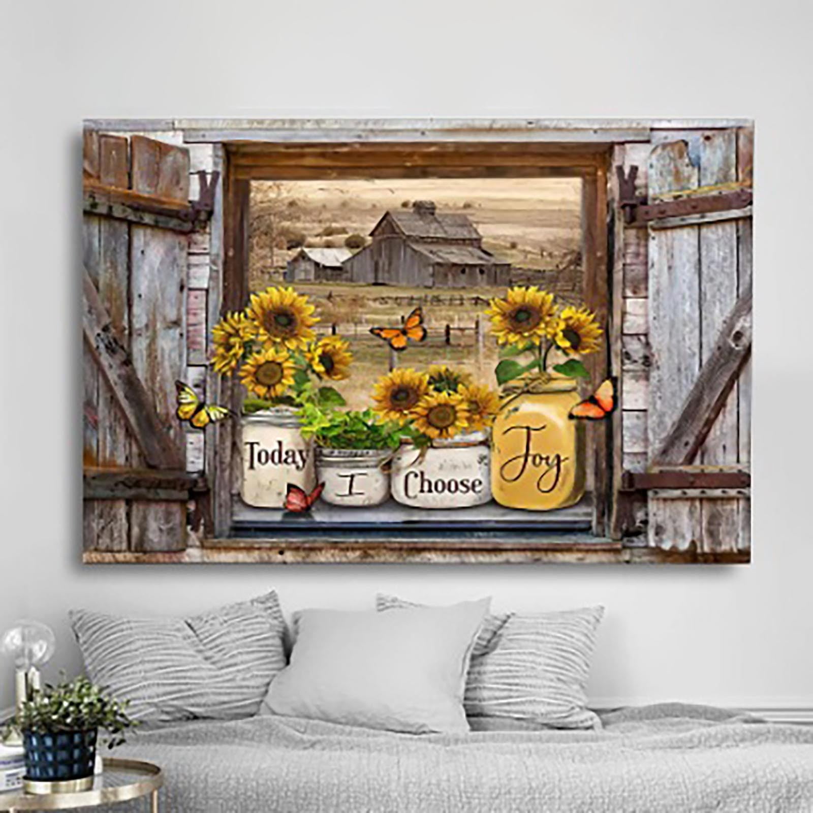 HANXIULIN Butterfly Sunflower Wall Art Creative Wall Painting Decor ...