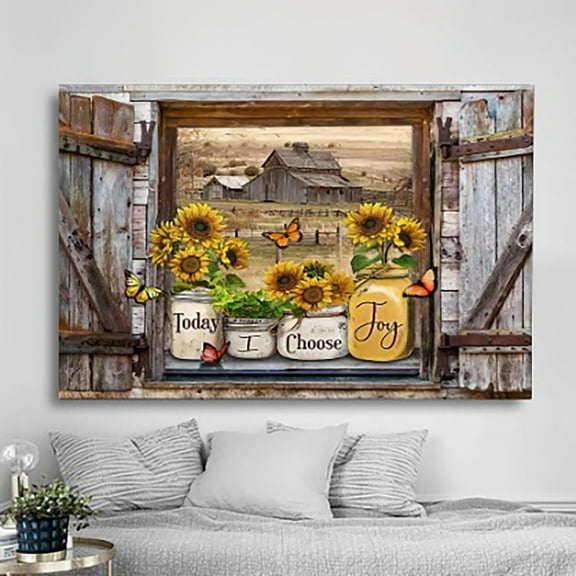 HANXIULIN Butterfly Sunflower Wall Art Creative Wall Painting Decor Canvas Sunflower Wall Art for Bathroom Living Room Decoration Unframed 7.9X12Inch Home Decor