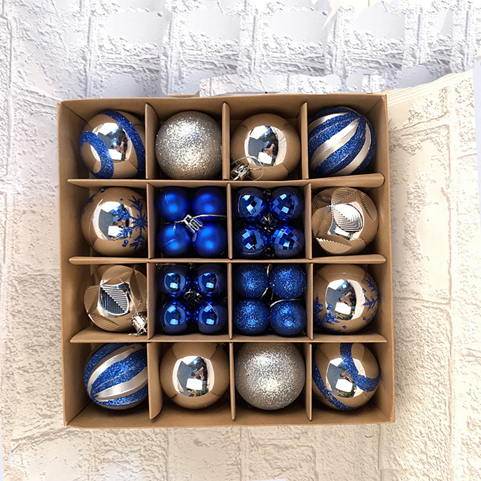 HANXIULIN Christmas Tree Ornaments, 28ct Navy Blue and Silver