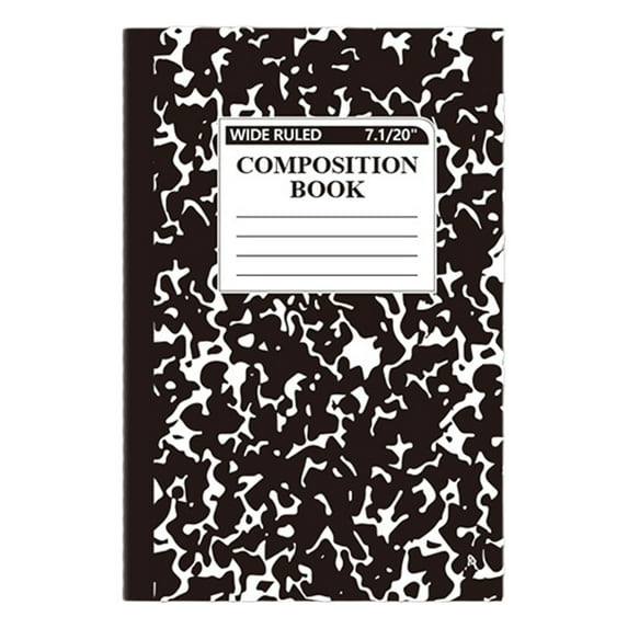 HANXIULIN Composition Notebook, 1 Pack, Wide Ruled Paper, 5.51" x 8.27", 60 Pages (30 Sheets) per Comp Book, Notebooks for Work, Wide Ruled Notebook, Black Marble (Z08-Black)