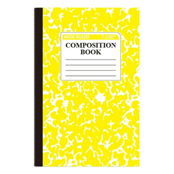 HANXIULIN Composition Notebook, 1 Pack, Wide Ruled Paper, 5.51" x 8.27", 60 Pages (30 Sheets) per Comp Book, Notebooks for Work, Wide Ruled Notebook, Yellow Marble (Z08-Yellow)