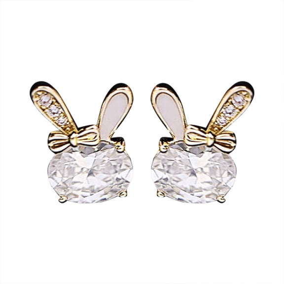 HANXIULIN Easter Bunny Earrings Synthetic Opal Star Studs Small Earrings Simple Jewelry Gift for Her