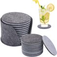 thumbnail image 1 of HANXIULIN Felt Coasters for Glasses Set Of 10 Round Glass Coasters With Storage Box In Light Grey for Glass, Drinks Glasses Bar Coffee 10 Cm / 3.9 Inches Home Kitchen Supplies, 1 of 7