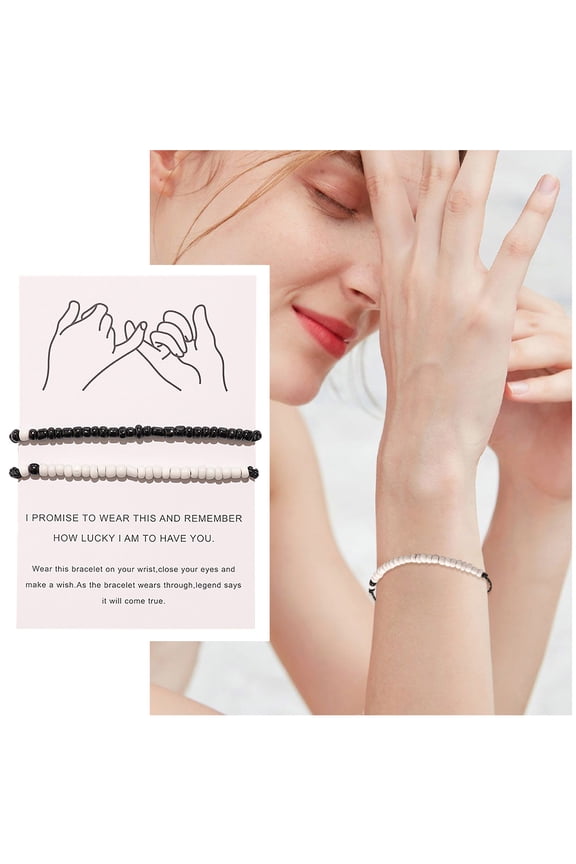 Friend Distance Matching Bracelets With Message Card Mini Bead Oil Beads Charm Couple Sisters Bracelet Anklets Gift For Friendship Family