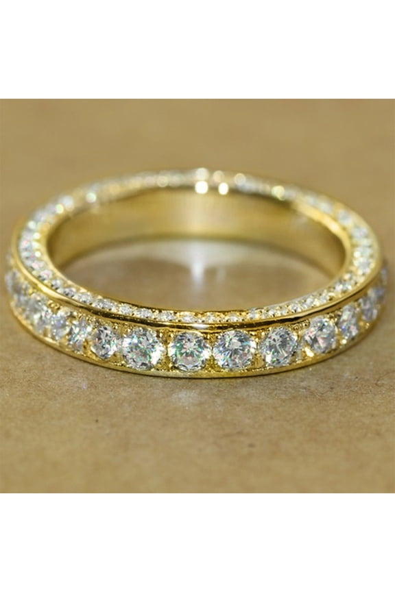 Gold Rhinestone Ring Diamond Wheel Ring Elegant Rhinestone Ring Full Diamond Rings Ladies Companion Rings Finger Rings Ladies Rings