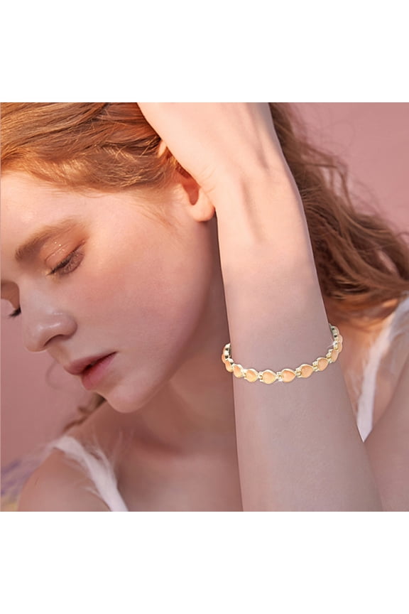 Heart Cat Eye Stone Bracelet For Women Girls Colorful Heart Shaped Bracelet Stretch Bangle Bracelet Jewelry For Teen Girls