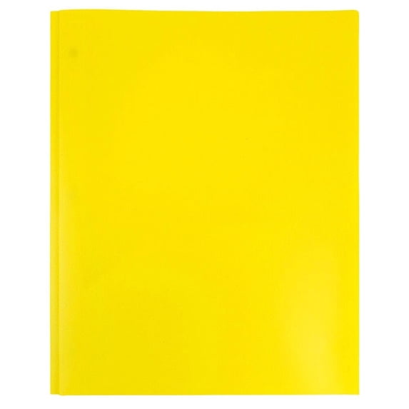 HANXIULIN Heavy Duty Plastic Folder with Two Pockets and Three Prongs, Poly File Folder with Fasteners Letter Size , School Supplies 1-Pack, Yellow