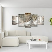 HANXIULIN Home Art Decor Set Of 5 Abstract Flower Wall Art Canvas Wall Decorative Painting Without Frame for Living Room Decor Brown Home Decorations, Yellow
