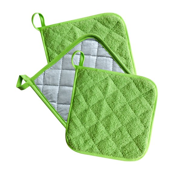HANXIULIN Multipurpose Cotton Pot Holder Cooking Square Potholders Heat Resistant Hot-Pads - Set of 2 Green