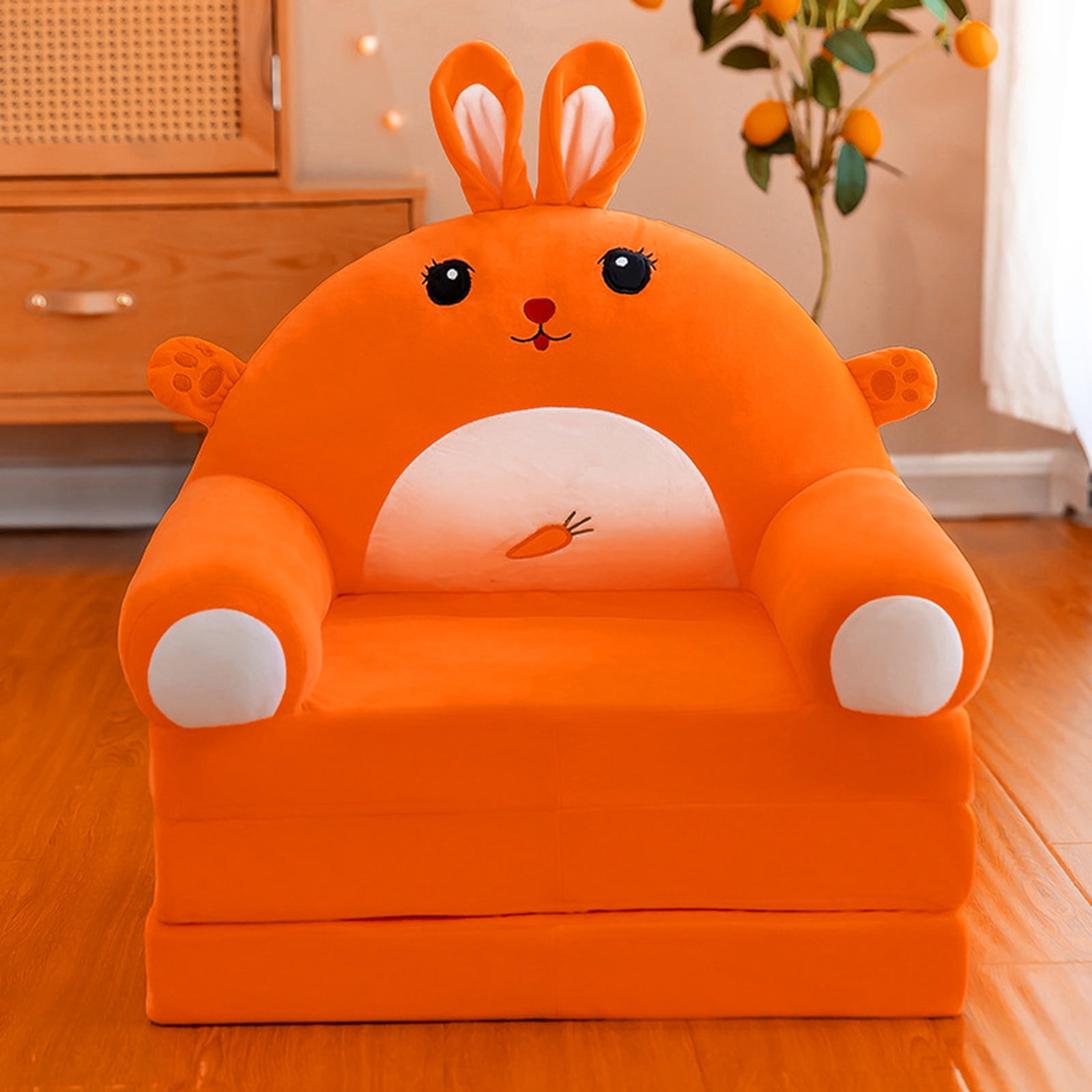 HANXIULIN Plush Foldable Kids Sofa Backrest Armchair 2 In 1 Foldable