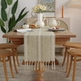 thumbnail image 1 of HANXIULIN Table Runner with Tassels, Cotton Linen Table Decoration for Holiday Party, Wedding and Dining Decorations, 72 Inches,Beige, 1 of 5