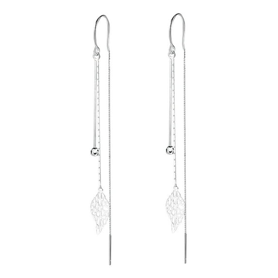 HANXIULIN Tassel Earrings Long Dangle Earrings Long Leaf Tassel Earrings Silver Leaf Hook Earrings Jewelry Girls for Women Girls