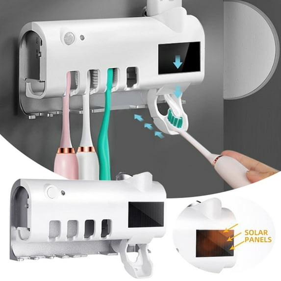 HANXIULIN Wall Mounted Automatic Toothpaste Dispenser and Toothbrush Holder for Bathroom Space Saving Home Decor