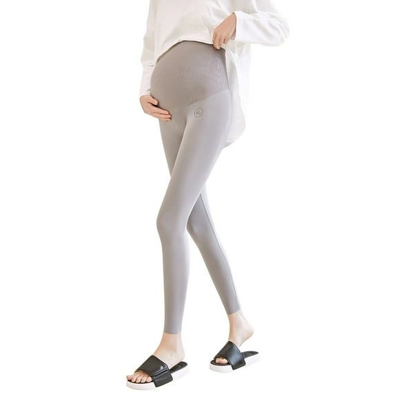 HANXIULIN Women Fashion High Waist Pants Thin Shark Skin Pregnant Women Wearing Pregnant Women Leggings Maternity Trousers Light Gray XL